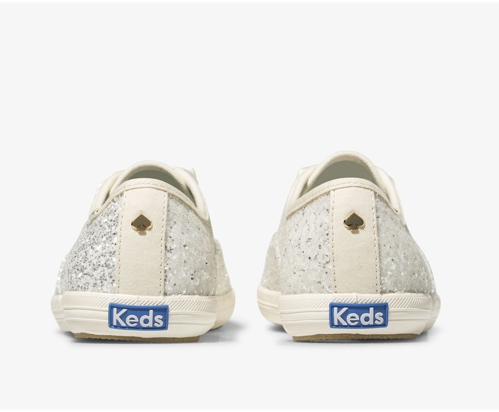 Womens Keds Sneakers - Kate Spade new york Champion Glitter - White - 5643-ENGXD